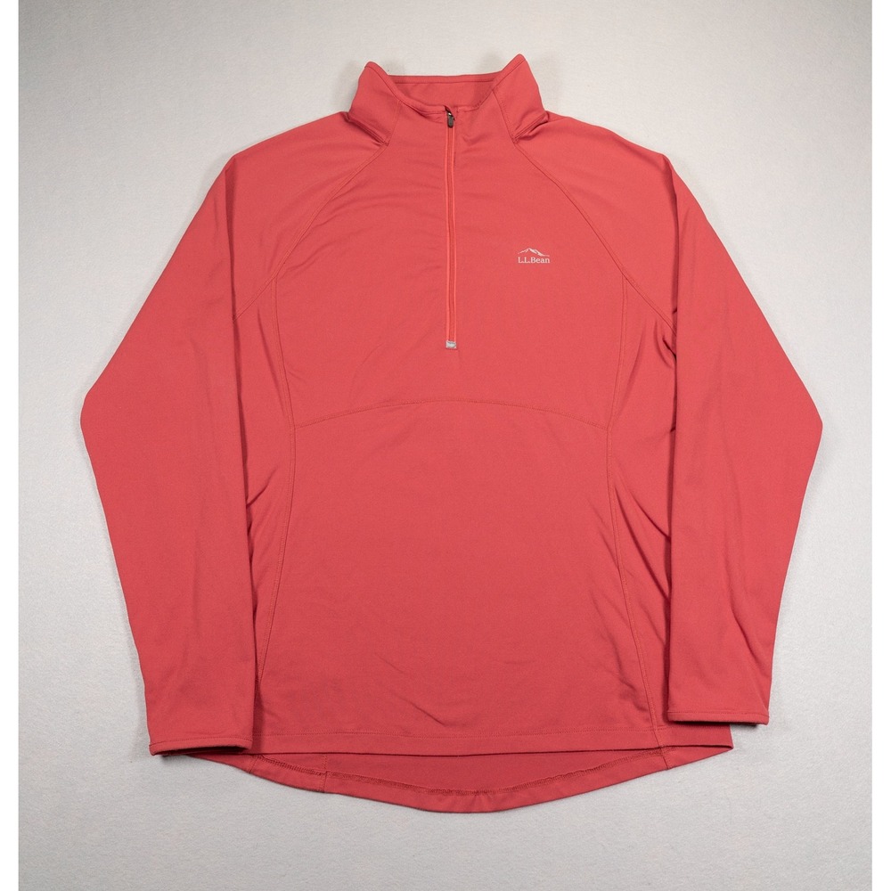 L.L.Bean Womens Large Regular Quarter Zip Pullover Pink Athletic Top L